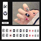 Joskaa Christmas manicure   Fall nails back to school R601-R640 24pcs False Nails Tips with Glitter Design Press on Stick-on Nail Tips for Women and Girls