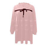 Joskaa Women Loose Puff Sleeve Flowy Comfortable Mini Dress Long Sleeve Pullover Skirt Long Cute Bow Tie Front Plus Long Sleeve Dress