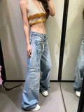 Back To School Joskaa Baggy Cargo Jeans Women Harajuku Fashion Straight Blue Wide Leg High Waist Denim Pants Hip Hop Y2k Causal Korean Trouser