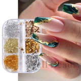 Joskaa Aluminum Leaf Nail Art Sequin Gold Silver Flakes Irregular Foil Sticker Wire Decor Paillettes Bonzer Sparkle Accessory LY1909-04