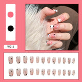 Joskaa Christmas manicure  Fall nails back to school W002-W040 High Appearance False Nails 24pcs Per Box Detachable and Wearable Fake Nails Equipped with Glue