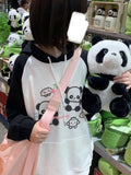 Black Friday Joskaa Kawaii Panda Print Hoodies Women Anime Long Sleeve Sweatshirt Female US(Origin) Style Oversized Streetwear Cutecore Clothes