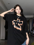 Back To School Joskaa Gothic Oversized T Shirt Women Halloween Devil Graphic Print Tee Streetwear Harajuku Emo Female Top Goth Paired Clothes