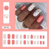 Joskaa Christmas manicure    Fall nails back to school W681-W720 24pcs/Box High Appearance Fake Nails Detachable and Wearable Equipped with Glue