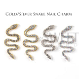 Joskaa Alloy Snake Nail Art Charms Luxury Gold Silver Metal Base Decoration AB Rhinestones Jewelry DIY Accessories Parts Supplies LYS30