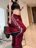 Back To School Joskaa Women Sweatpants Korean Harajuku Fashion Loose Stripe Straight Wide Leg Jogging Pants Y2k Slouchy Hip Hop Sport Trousers