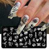 Joskaa Halloween Series Snake Nails Stamping Plate Scratches Blood Eye Skull Pattern Template Holiday Charm Mold Manicure Stencil Tools