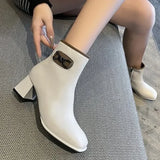 Ankle Boots Women High Heeled Short Boots Women Platform Shoes Pointed ToeAnkle Botas Large 42 Thin HeelSide Zapatillas Mujer