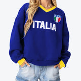 Back To School Joskaa Y2k Gothic Hip Hop Pullover Hoodies Women Punk V-neck Hooded 2024 Autumn New ITALIA Letter Loose Long Sleeve Oversize Sweatshirt