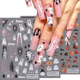 Joskaa 3D Halloween Ghost Skull Nail Art Stickers Cute Pumpkin Spider Web Design Adhesive Cartoon Nail Decals Sliders Decor Manicure