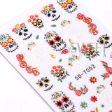 Joskaa 5D Halloween Nail Art Sticker Skull Sliders Head Flower Decals Nails  Anime Design Holiday Decorations For Manicure Accessories