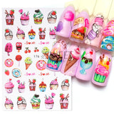 Joskaa Cartoon Ant Nail Manicure Sticker Cute Ladybug Succulent Plant Bee Adhesive Sliders Rainbow Candy Summer Kawaii Decoration Foils