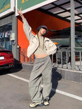 Joskaa Vintage Street American Style Cargo Pants 2024 New Pocket Straight Trousers Y2k Grunge High Waist Loose Wide Leg