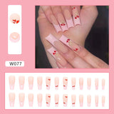 Joskaa Christmas manicure   Fall nails back to school W041-W080 High Appearance False Nails 24pcs Per Box Detachable and Wearable Fake Nails Equipped with Glue