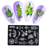 Joskaa Nail Art Stamping Plate Butterfly Feather Designs Geometry Flower Drawing Printing Stamp Templates Nail Charm Mold Stencil Tools