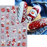 Joskaa Christmas Cartoon Nail Stickers Santa Claus Snowman Gloves Self Adhesive Sliders Nail Decals Snowflake Manicure Art  Decoration