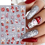 Joskaa Christmas Cartoon Nail Stickers Santa Claus Snowman Gloves Self Adhesive Sliders Nail Decals Snowflake Manicure Art  Decoration