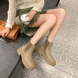 Joskaa NEW Fall Shoes Women Genuine Leather Boots Round Toe Chunky Heel Women Boots Winter Solid Platform Women Boots botas de mujer