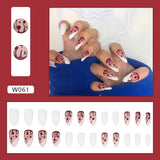 Joskaa Christmas manicure   Fall nails back to school W041-W080 High Appearance False Nails 24pcs Per Box Detachable and Wearable Fake Nails Equipped with Glue