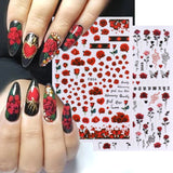 Joskaa 3D Rose Design Nail Art Stickers Sliders For Nails Design Butterfly Flowers Snake Self Adhesive Decals Manicure Wrap Decorations