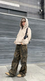 Joskaa American Street Oversized Leopard Print Cargo Pants Y2k Grunge High Waist Straight Trousers Spring New Loose Wide Leg