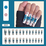 Joskaa Christmas manicure  Fall nails back to school W002-W040 High Appearance False Nails 24pcs Per Box Detachable and Wearable Fake Nails Equipped with Glue