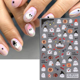 Joskaa 3D Halloween Ghost Skull Nail Art Stickers Cute Pumpkin Spider Web Design Adhesive Cartoon Nail Decals Sliders Decor Manicure