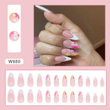 Joskaa Christmas manicure   Fall nails back to school W841- W880 24pcs False Nails Tips with Glitter Design Press on Stick-on Nail Tips for Women and Girls