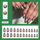 Joskaa Christmas manicure    Fall nails back to school W681-W720 24pcs/Box High Appearance Fake Nails Detachable and Wearable Equipped with Glue