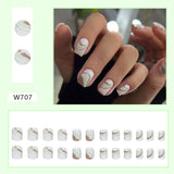 Joskaa Christmas manicure    Fall nails back to school W681-W720 24pcs/Box High Appearance Fake Nails Detachable and Wearable Equipped with Glue