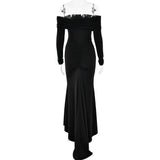 Joskaa Strapless Pleated Backless Evening Party Dress Women Ribbons Elegant Sexy Dress Bodycon Maxi Long Autumn Dress Vestidos