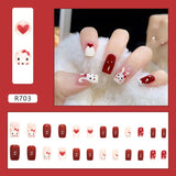 Joskaa Christmas manicure   Fall nails back to school R681-R760 High Appearance False Nails 24pcs Per Box Detachable and Wearable Fake Nails Equipped with Glue