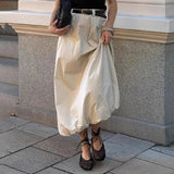 Black Friday Joskaa Fashion High Waist Skirts For Women Solid Colkor Splice Bud Skirt 2024 Autumn New Female Loose Streetwear Midi Skirts