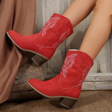 2024 Hot Sale Women's Shoes Sleeve Women's Boots Winter Pointed Toe Suede Shoes Ladies Middle Tube Chunky Heel Fashion Boots