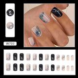 Joskaa Christmas manicure    Fall nails back to school W681-W720 24pcs/Box High Appearance Fake Nails Detachable and Wearable Equipped with Glue