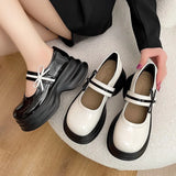 JOSKAA New Spring Black Thick Sole Sweet Women's Mary Jane Shoes Casual Outdoor Anti Slip Versatile Solid Shoes for Women Heels