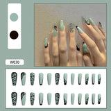 Joskaa Christmas manicure  Fall nails back to school W002-W040 High Appearance False Nails 24pcs Per Box Detachable and Wearable Fake Nails Equipped with Glue