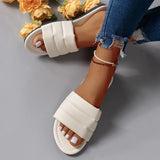 JOSKAA Slippers Casual Shoes Woman Beige Heeled Sandals Shale Female Beach Luxury Black Flat Summer Soft Sabot Fabric Fashion Slides