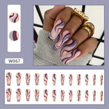 Joskaa Christmas manicure   Fall nails back to school W041-W080 High Appearance False Nails 24pcs Per Box Detachable and Wearable Fake Nails Equipped with Glue