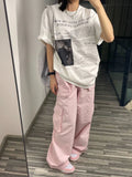 Back To School Joskaa Pink Y2k Cargo Pants Women Hip Hop Streetwear Fashion Baggy Straight Wide Leg Sport Trousers Harajuku Vintage Sweatpants