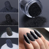 Joskaa Black White Holographic Glitter For Nails Design Sugar Powder Iridescent Snow Velvet Dipping Powder Pigment Decoration LYMN01-08