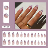 Joskaa Christmas manicure    Fall nails back to school W681-W720 24pcs/Box High Appearance Fake Nails Detachable and Wearable Equipped with Glue