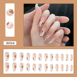 Joskaa Christmas manicure   Fall nails back to school W041-W080 High Appearance False Nails 24pcs Per Box Detachable and Wearable Fake Nails Equipped with Glue