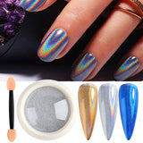 Joskaa 1 Box Nail Art Glitter Holograpihc Mirror Powder Chrome Silver Bubble Pigment Dust Rose Gold Shiny Flakes For Manicure LYLF01-07