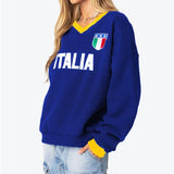 Back To School Joskaa Y2k Gothic Hip Hop Pullover Hoodies Women Punk V-neck Hooded 2024 Autumn New ITALIA Letter Loose Long Sleeve Oversize Sweatshirt