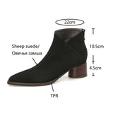 Joskaa NEW Autumn Women Boots Pointed Toe Chunky Heel Boots Sheep Suede Leather Shoes for Women Concise Ankle Boots botas femininas