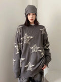 Black Friday Joskaa Star Hollow Out Sweater Women Autumn Winter Oversized Streetwear Harajuku Pullover Punk Grunge Goth Hip Hop Tops Clothes