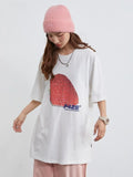 Back To School Joskaa Cotton Kawaii Strawberry Graphic T Shirts Y2k Streetwear Oversized Funny Short Sleeve Summer White Tops Cutecore Clothes