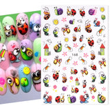 Joskaa Cartoon Ant Nail Manicure Sticker Cute Ladybug Succulent Plant Bee Adhesive Sliders Rainbow Candy Summer Kawaii Decoration Foils