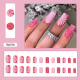 Joskaa Christmas manicure    Fall nails back to school W681-W720 24pcs/Box High Appearance Fake Nails Detachable and Wearable Equipped with Glue